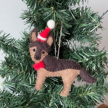 Load image into Gallery viewer, German Shepherd Santa Handmade Felt Ornaments, Set of 2