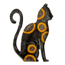 Load image into Gallery viewer, Playful Cat Trio Painted with Sunflowers Haitian Steel Drum Wall Art