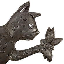 Load image into Gallery viewer, Playful Kitty and Butterfly Haitian Steel Drum Wall Art