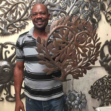 Load image into Gallery viewer, Playful Kitty and Butterfly Haitian Steel Drum Wall Art