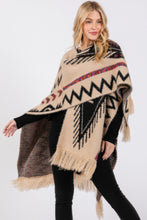 Load image into Gallery viewer, Fuzzy Aztec Pattern Tassel Knit Ruana