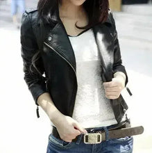 Load image into Gallery viewer, Cropped Vegan Leather Jacket – Black Slim Fit | XS-M