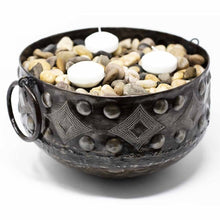 Load image into Gallery viewer, Large Hammered Metal Container with Round Handles - Croix des Bouquets