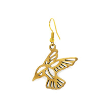 Load image into Gallery viewer, Pair of Birds in Tumbaga Gold Drop Earrings