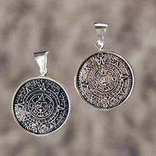 Load image into Gallery viewer, Alpaca Silver Aztec Calendar Pendant with Chain
