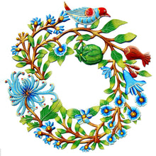 Load image into Gallery viewer, Blue Bird Door Wreath Haitian Metal Drum Wall Art