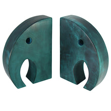 Load image into Gallery viewer, Teal Elephant Book Ends, Carved Gorara Soapstone
