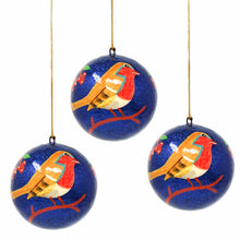 Load image into Gallery viewer, Handpainted Ornament Bird on Branch - Pack of 3