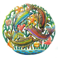 Load image into Gallery viewer, Coastal Playful Dolphins Haitian Metal Drum Wall Art