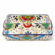 Load image into Gallery viewer, Handmade Pottery 9" Divided Platter, Dots & Flowers - Encantada