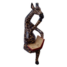 Load image into Gallery viewer, Thinking Giraffe Carved Jacaranda Wood Sculpture Shelf Decor