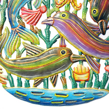 Load image into Gallery viewer, Coastal Playful Dolphins Haitian Metal Drum Wall Art