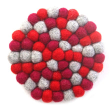Load image into Gallery viewer, Hand Crafted Felt Ball Trivets from Nepal: Round Chakra, Reds - Global Groove (T)