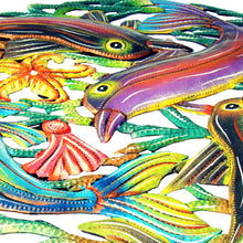 Load image into Gallery viewer, Coastal Playful Dolphins Haitian Metal Drum Wall Art