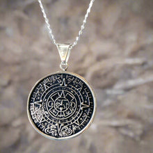 Load image into Gallery viewer, Alpaca Silver Aztec Calendar Pendant with Chain