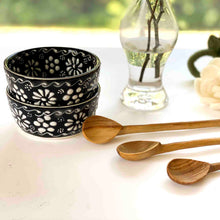 Load image into Gallery viewer, Set of 2 Encantada Handmade Pottery Appetizer & Dip Bowl, Ink