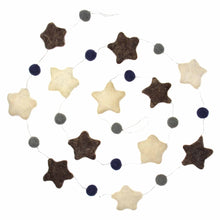 Load image into Gallery viewer, Hand Crafted Felt from Nepal: Stars Garland, Grey/Blue