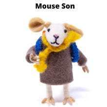Load image into Gallery viewer, Family of Mice Handmade Fel Collectibles, Set of Five
