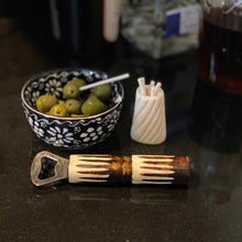 Load image into Gallery viewer, Hand-caved Cocktail Picks & Jar in Natural Bone