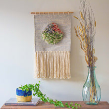 Load image into Gallery viewer, Handwoven Boho Wall Hanging, Neutral with Pop of Color