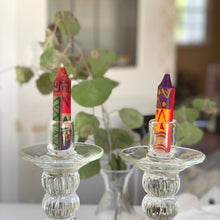 Load image into Gallery viewer, Hand-Painted 4" Dinner or Shabbat Candles, Set of 4 (Indabuko Design)
