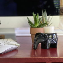 Load image into Gallery viewer, Elephant Soapstone Tea Light - Black Finish with Etch Design