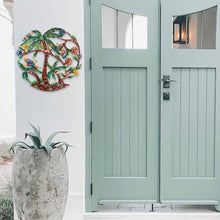 Load image into Gallery viewer, Colorful Palm Trees Hand Painted Metal Wall Art - Croix des Bouquets