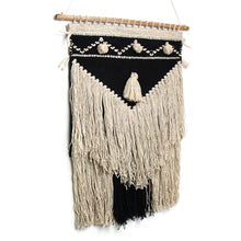 Load image into Gallery viewer, Handwoven Boho Wall Hanging, Charcoal & Cream