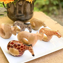Load image into Gallery viewer, Set of Six Mahogany Wood Animal Napkin Rings - Jedando Handicrafts