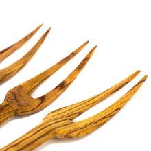 Load image into Gallery viewer, Simple Batik Olive Wood Appetizer Set of 3 (Fork, Spoon, Spreader)