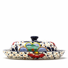Load image into Gallery viewer, Handmade Pottery Butter Dish, Dots & Flowers - Encantada
