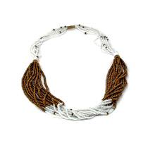 Load image into Gallery viewer, Multistrand Maasai Bead Necklace, White and Gold