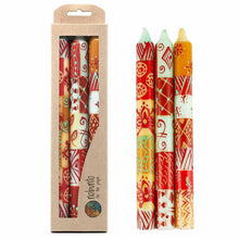 Load image into Gallery viewer, Hand Painted Candles in Owoduni Design (three tapers) - Nobunto