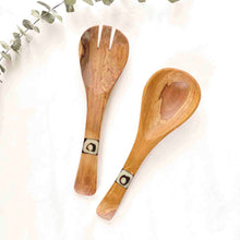 Load image into Gallery viewer, Olive Wood Serving Set, Small with Batik Inlay