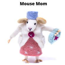 Load image into Gallery viewer, Family of Mice Handmade Fel Collectibles, Set of Five