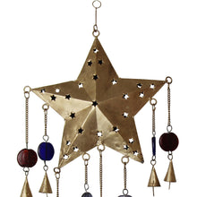 Load image into Gallery viewer, Handcrafted Ornate Star Chime, Recycled Iron and Glass Beads