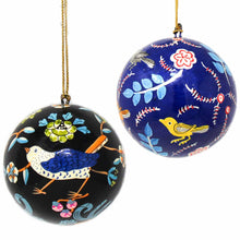 Load image into Gallery viewer, Handpainted Birds with Flowers Ornament, Set of 2