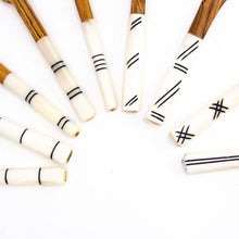 Load image into Gallery viewer, Simple Batik Olive Wood Appetizer Set of 3 (Fork, Spoon, Spreader)