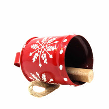 Load image into Gallery viewer, Recycled Rustic Red and White Snowflake Irong Hanging Bell