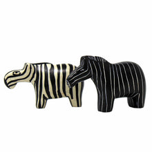 Load image into Gallery viewer, Zebra Soapstone Sculptures, Set of 2