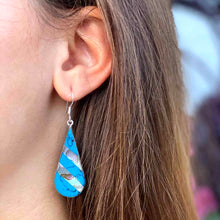 Load image into Gallery viewer, Abalone & Turquoise Striped Teardrop Earrings