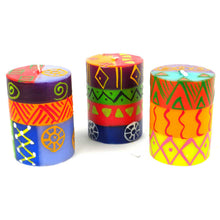 Load image into Gallery viewer, Hand Painted Candles - Three in Box - Shahida Design