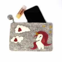 Load image into Gallery viewer, Hand Crafted Felt Unicorn Pouch