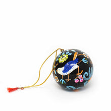 Load image into Gallery viewer, Handpainted Ornament Birds and Flowers, Black - Pack of 3