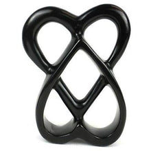 Load image into Gallery viewer, Handcrafted 8-inch Soapstone Connected Hearts Sculpture in Black - Smolart