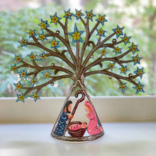 Load image into Gallery viewer, Haitian Metal Drum Tabletop Nativity with Shooting Blue Stars