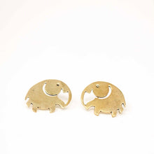Load image into Gallery viewer, Elephant Brass Stud Earrings
