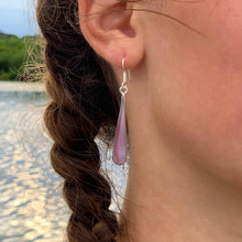 Load image into Gallery viewer, Pink Clam Shell Elongated Teardrop Earrings