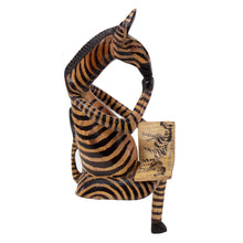 Load image into Gallery viewer, Thinking Zebra Carved Jacaranda Wood Sculpture Shelf Decor