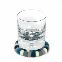 Load image into Gallery viewer, Ice Blue Felt Ball Coasters, Set of 4